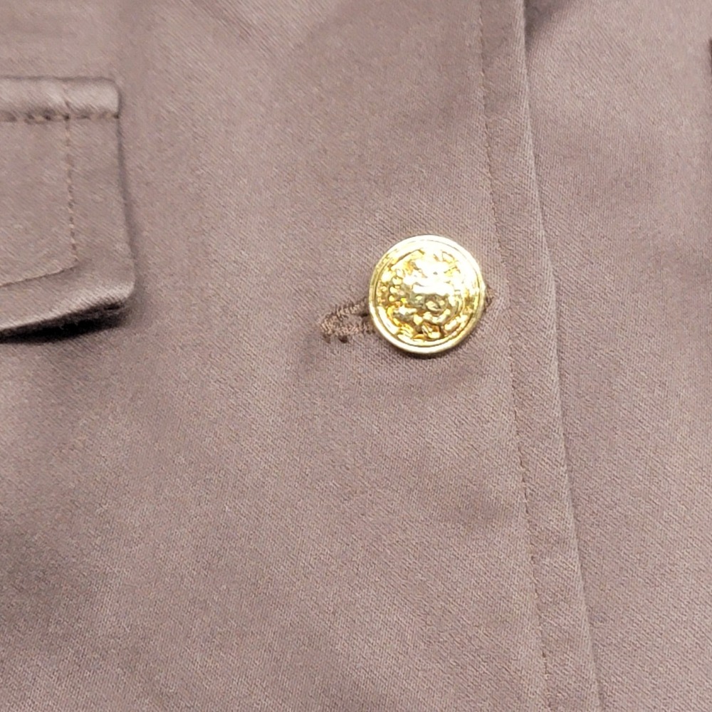 St John Jacket Womens Small Brown Sport Structured Gold Button Military‎ Pockets - Picture 3 of 16